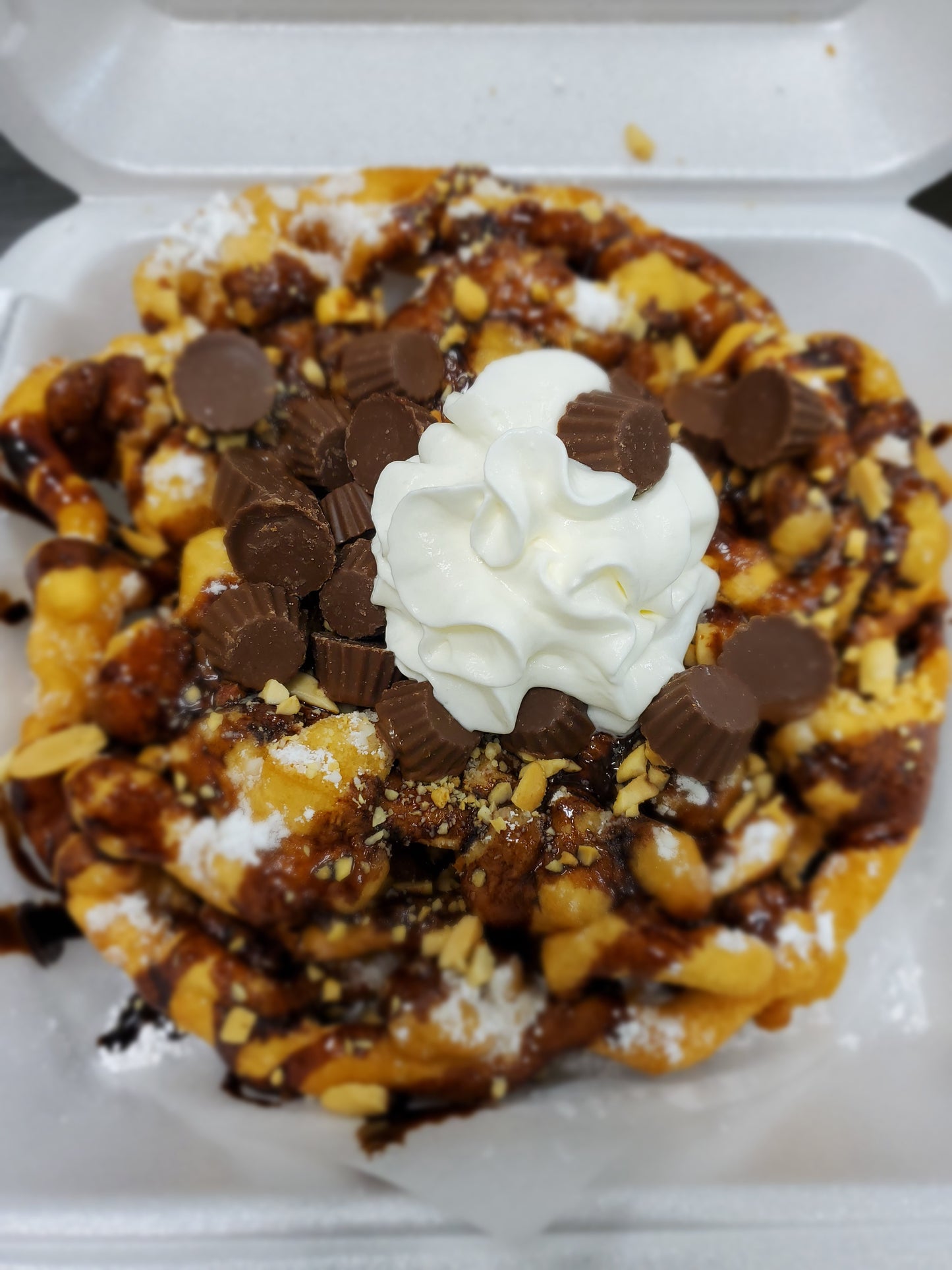 Reese’s peanut butter cup funnel cake