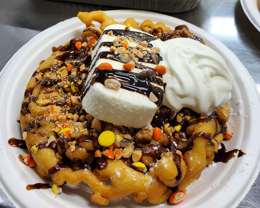 Reese’s pieces funnel cake